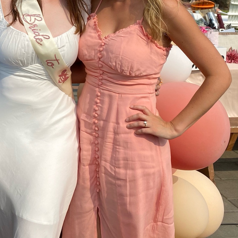 Light Pink Button-Down Midi Dress